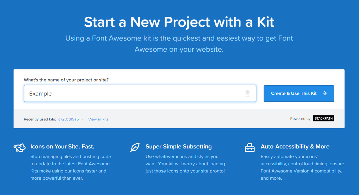 Sign up for Font Awesome