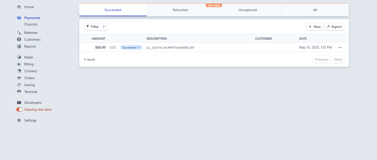 stripe payment dashboard