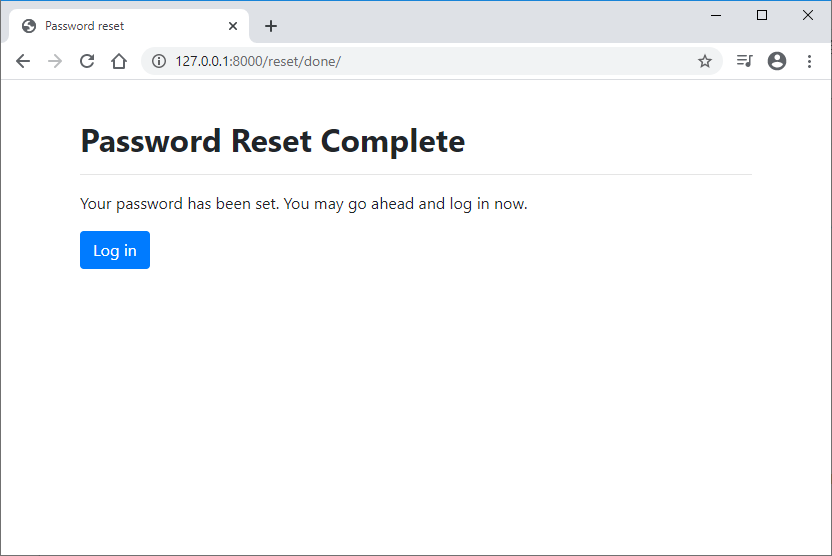 Login in with new password