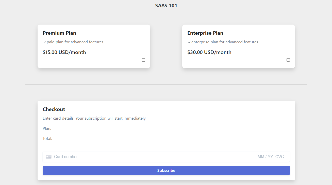 SAAS checkout