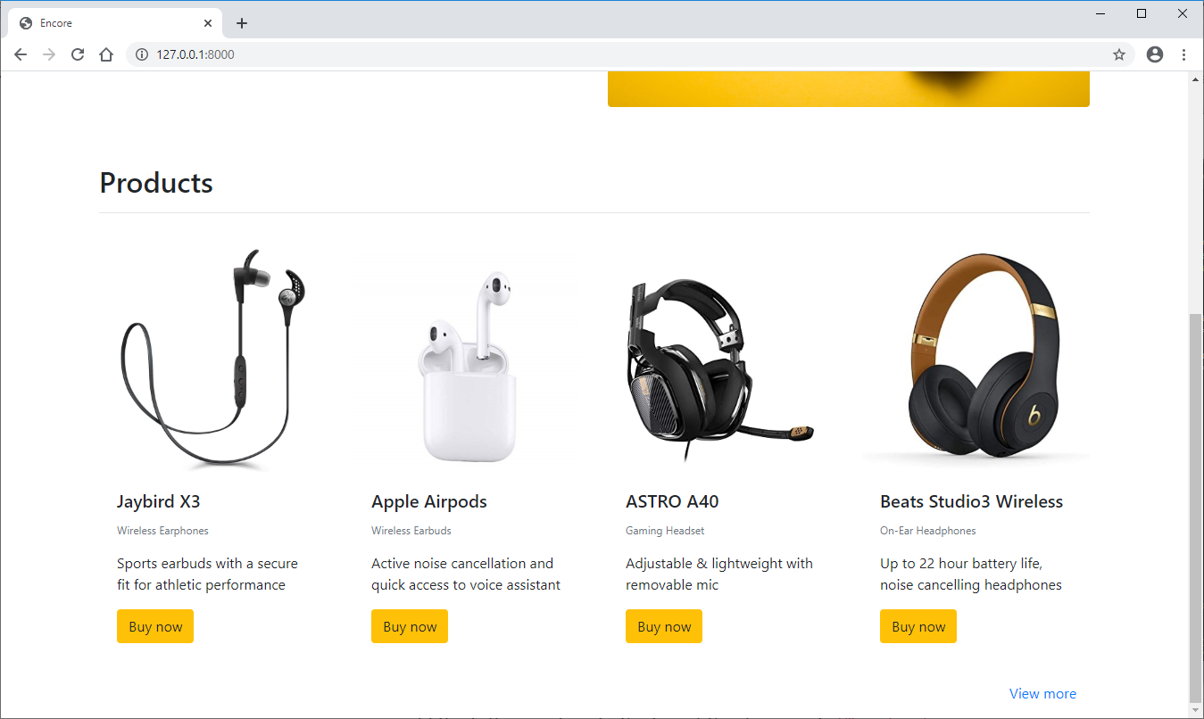 View more button below Products section