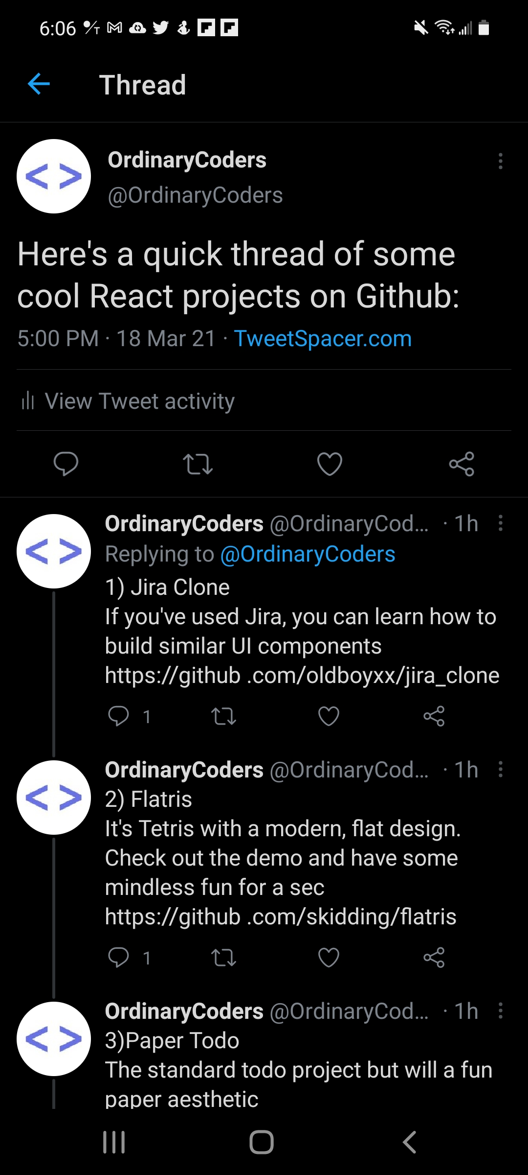 tweet spacer screen shot