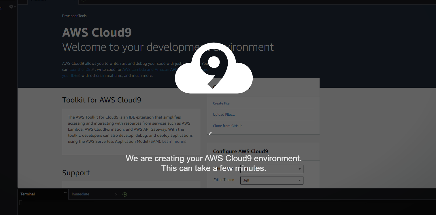 AWS Cloud9 creating AWS env