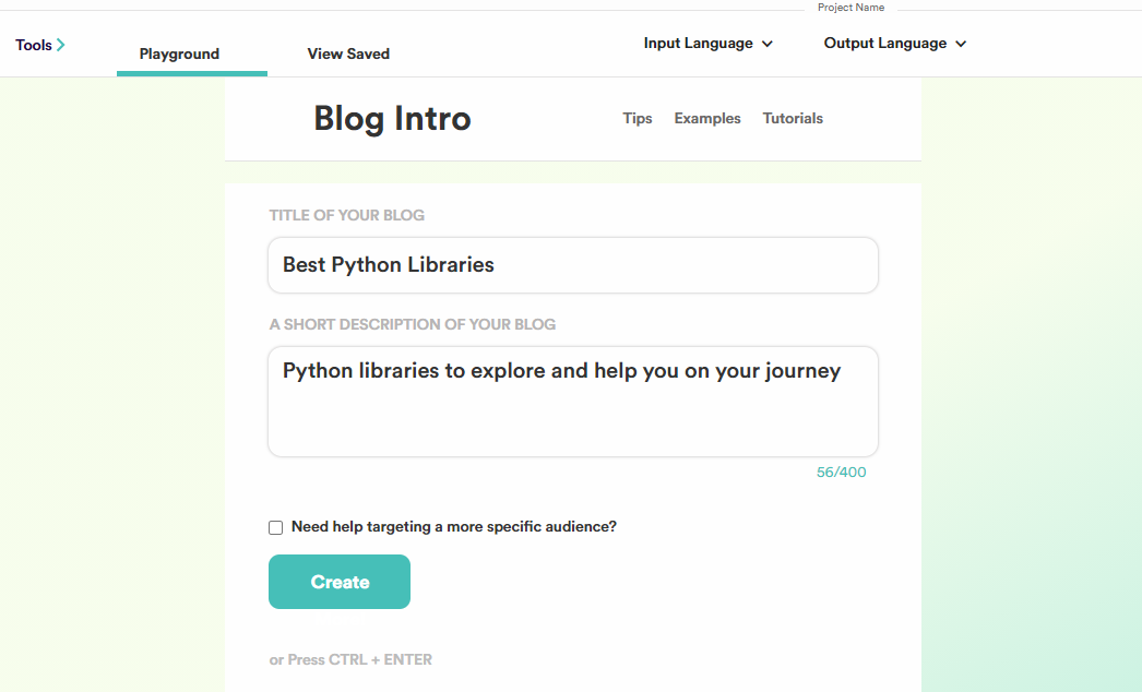 blog intro sample copy ai