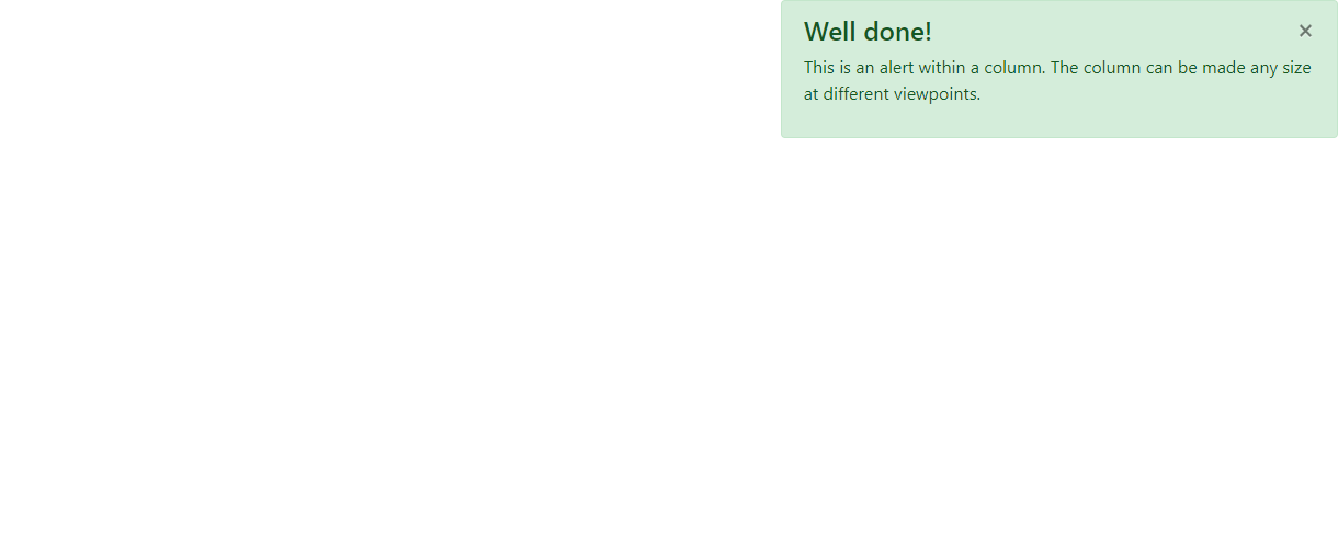 Bootstrap alert placed on the right side of the screen