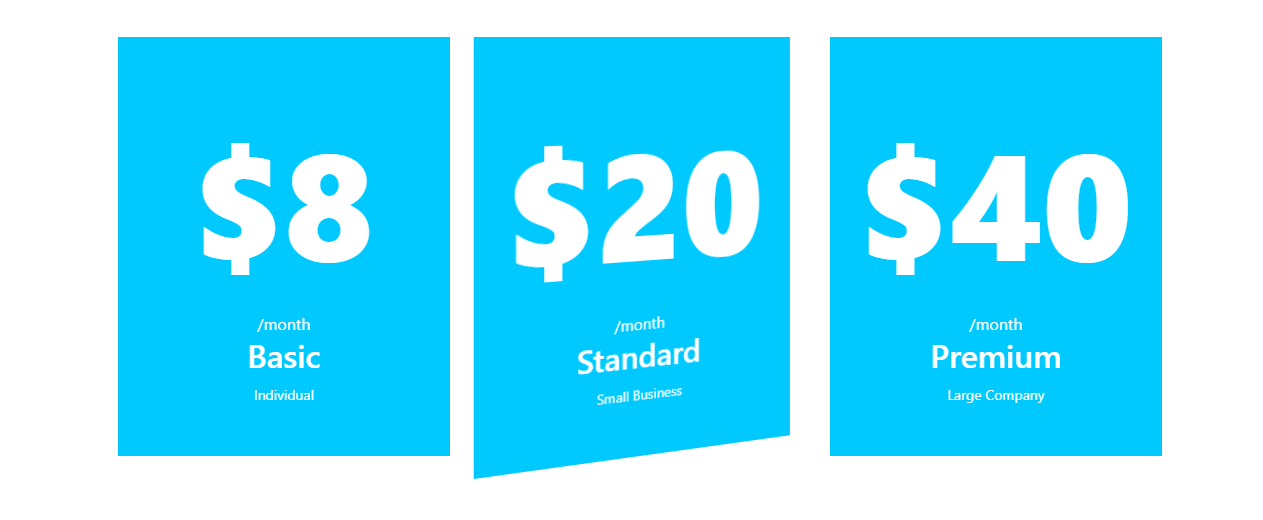 Bootstrap Pricing Table Free Example #2