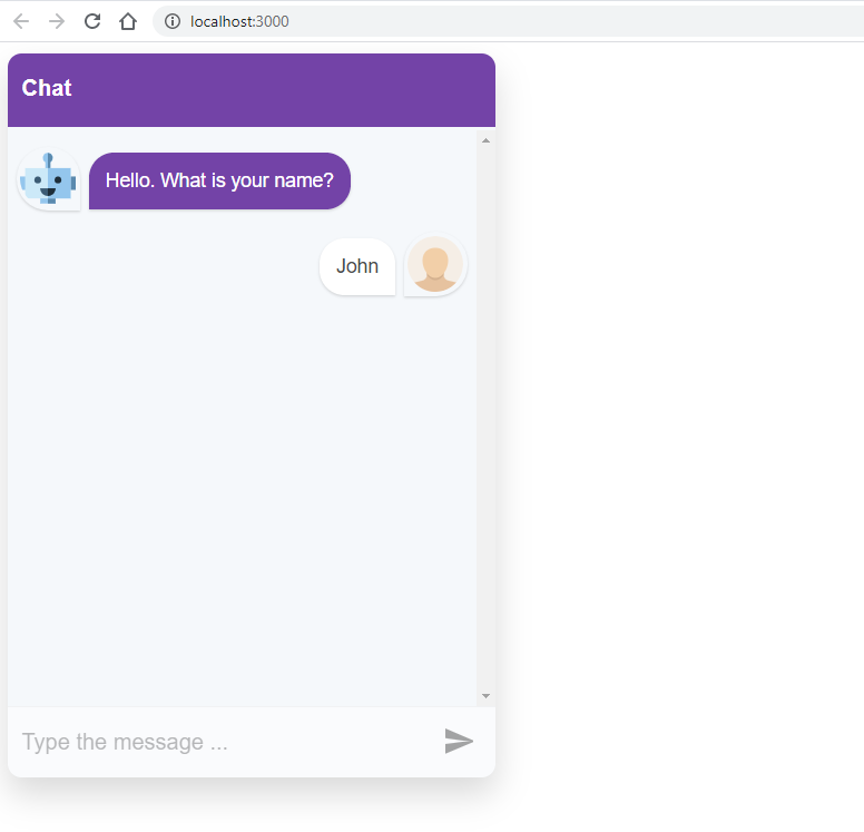 React chatbot with user steps