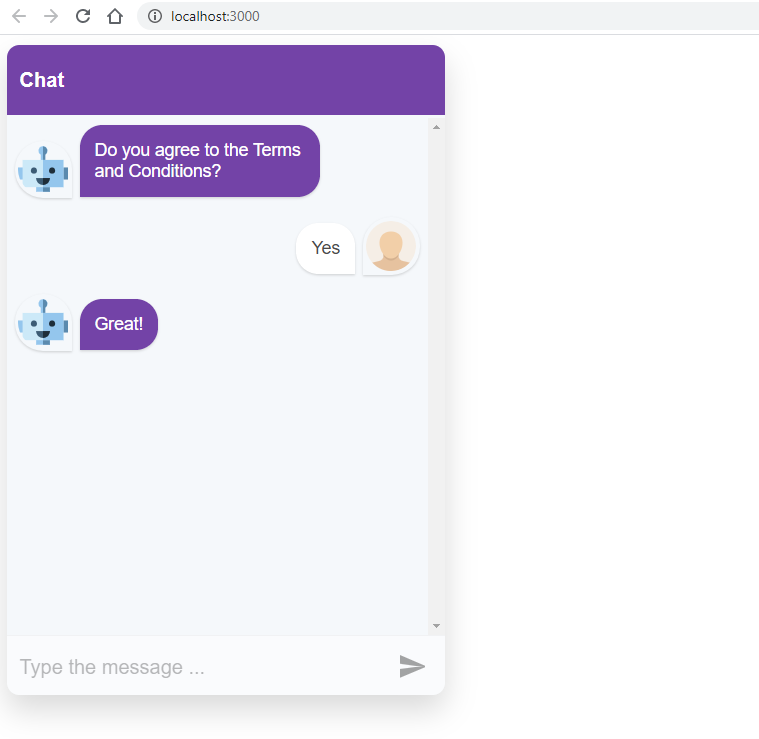 Chatbot with option step properties