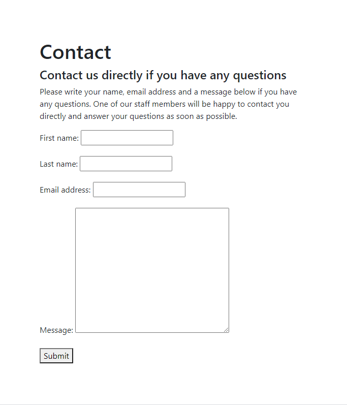 Default HTML Form
