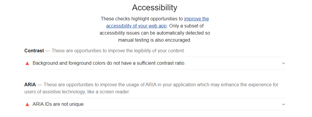 Google Lighthouse Accessibility