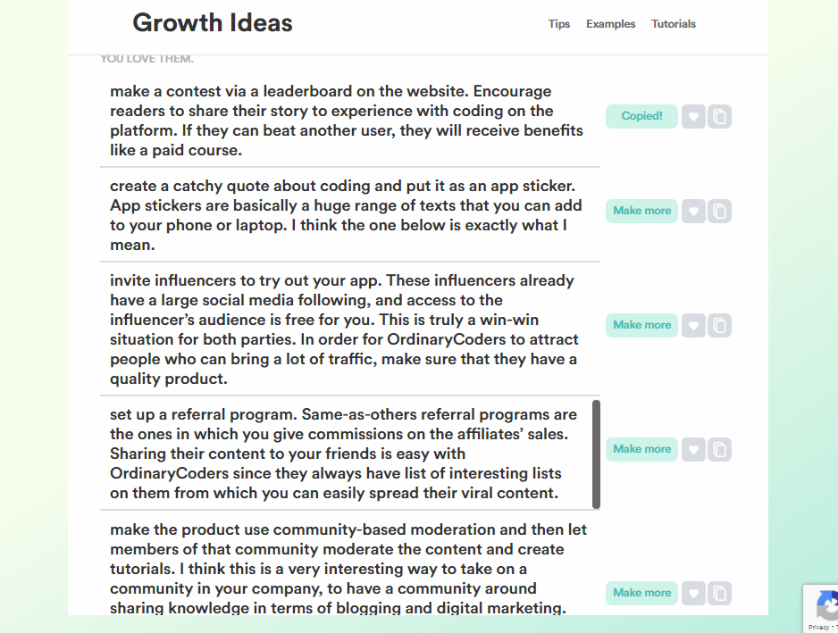 growth idea results