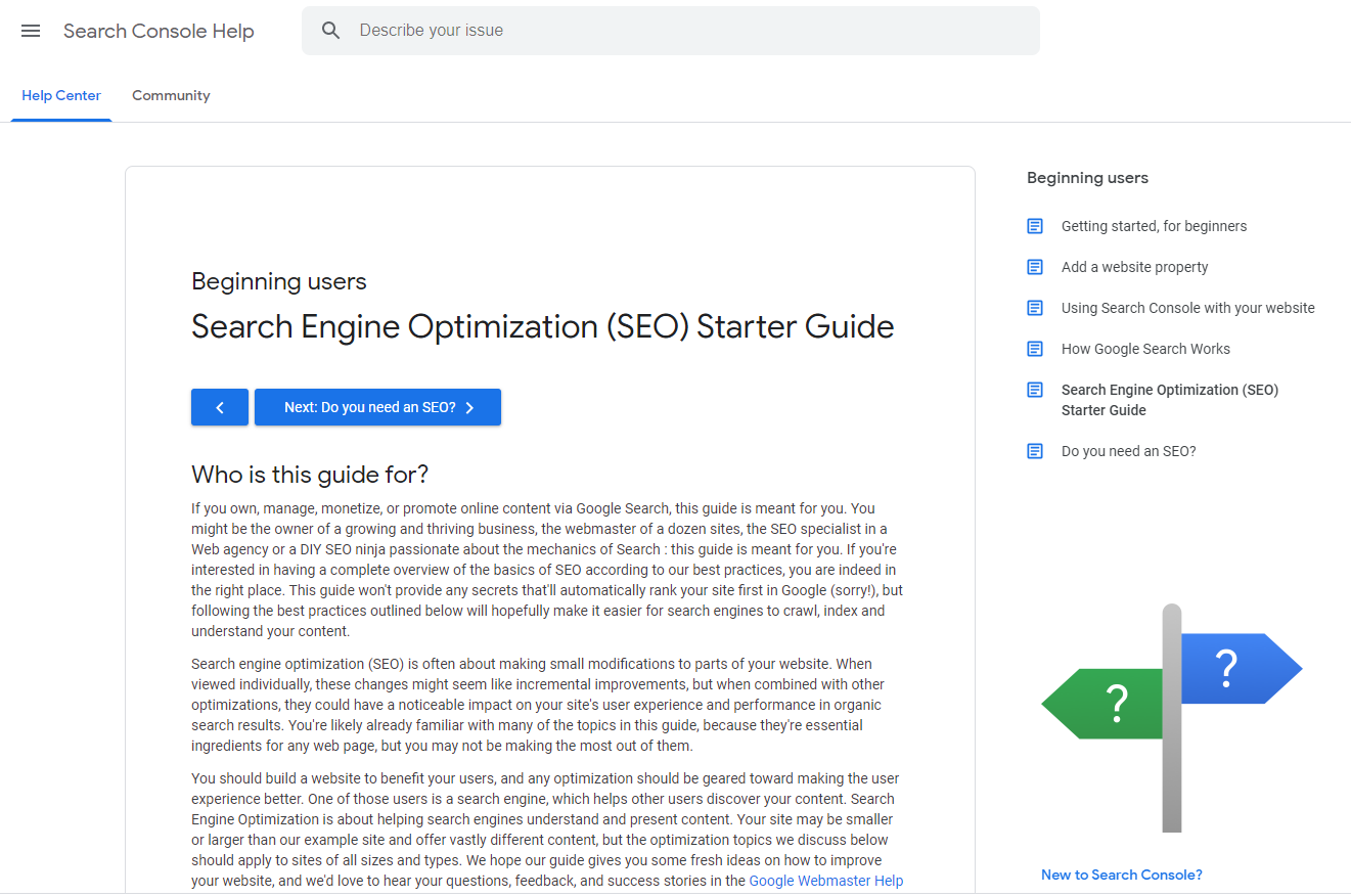 Google SEO Started Guide
