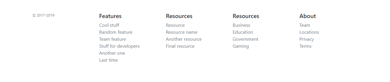 Bootstrap footer example 1