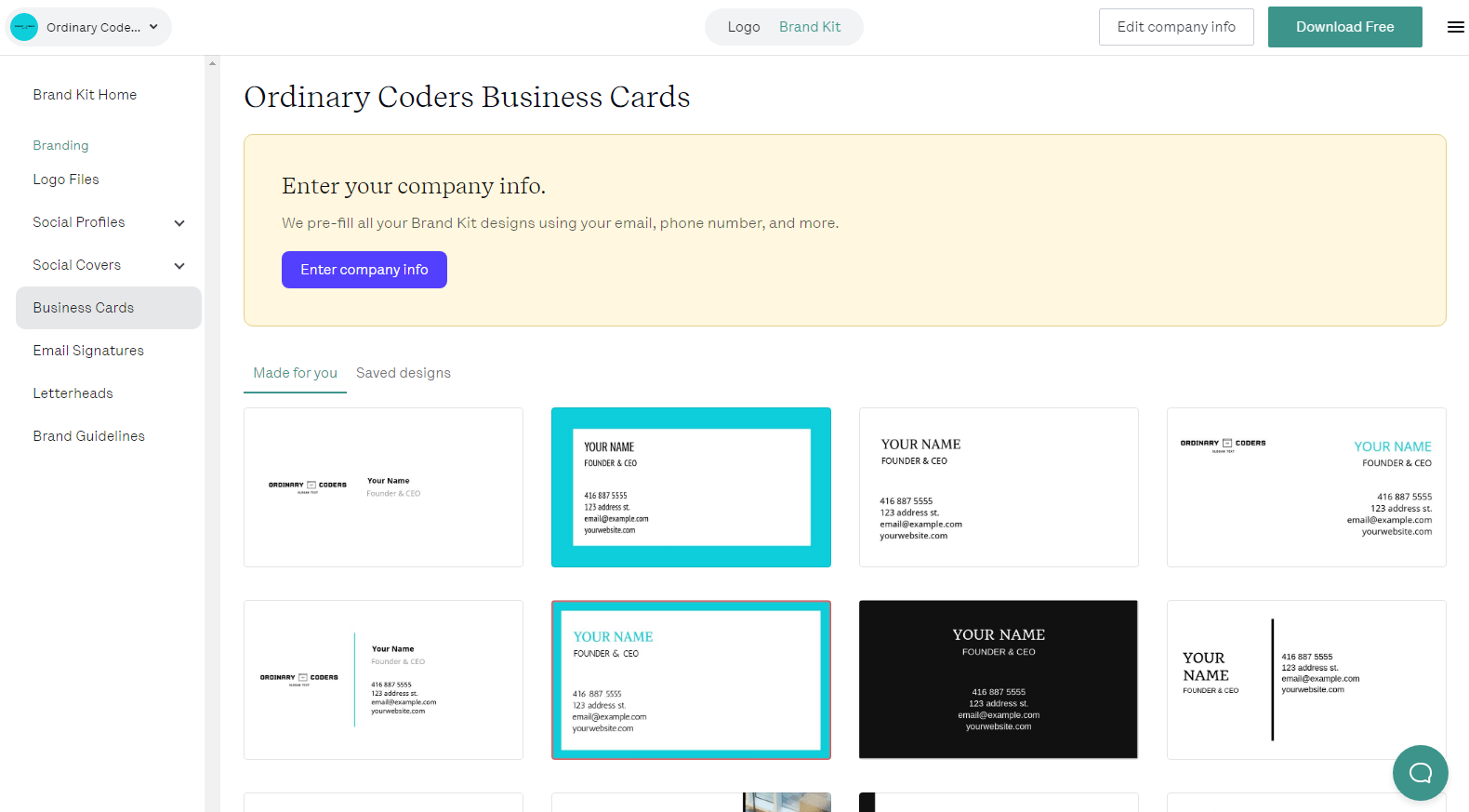 My Free Logo Maker : Other Branding Options