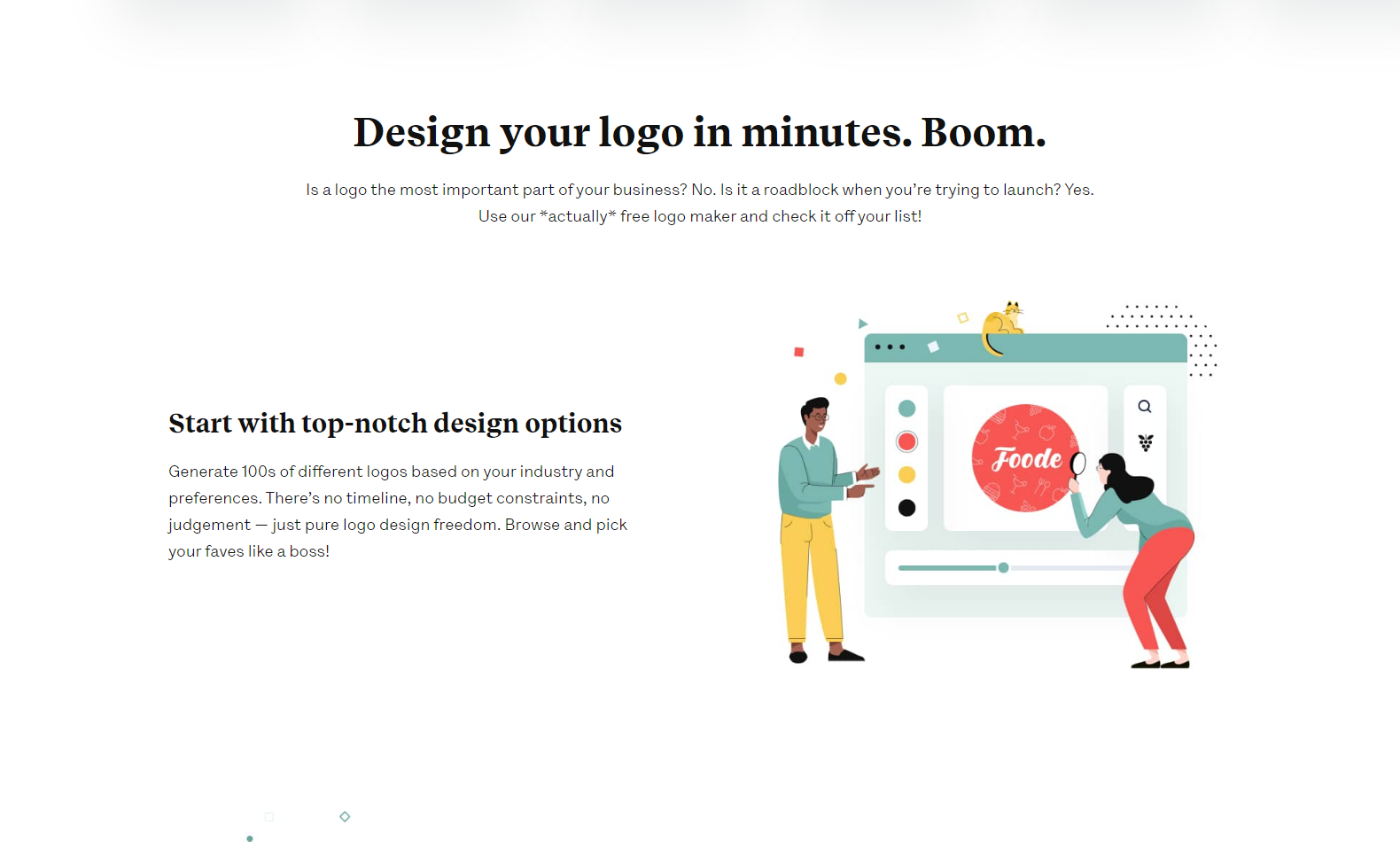 myfreelogomaker features on homepage