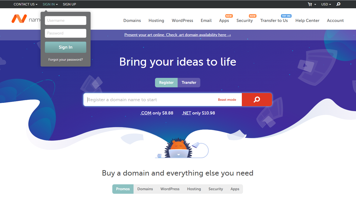 Namecheap web hosting