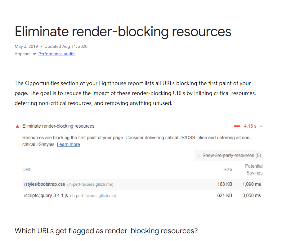 Google eliminate render-blocking article