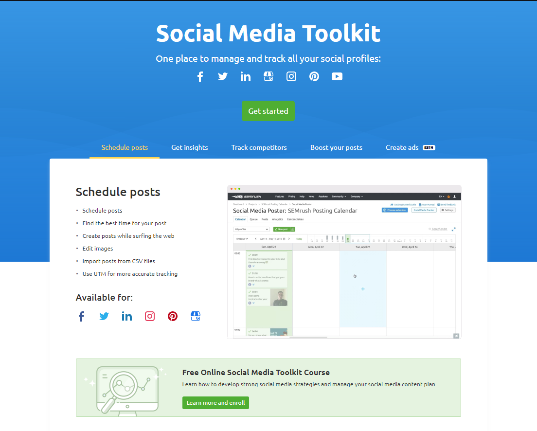 SEMrush Social Media Tool