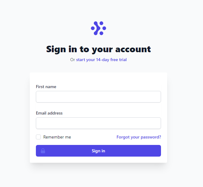 Tailwind CSS Sign in card form