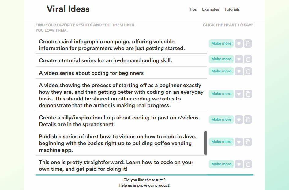 copy viral ideas outputs